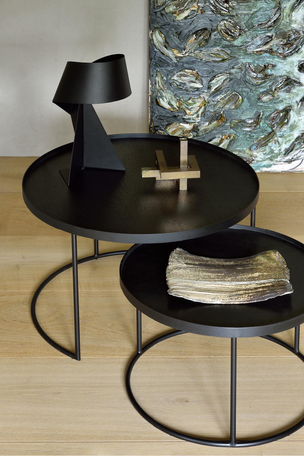 Round Tray Coffee Table set (2) | Ethnicraft | OROA TRADE