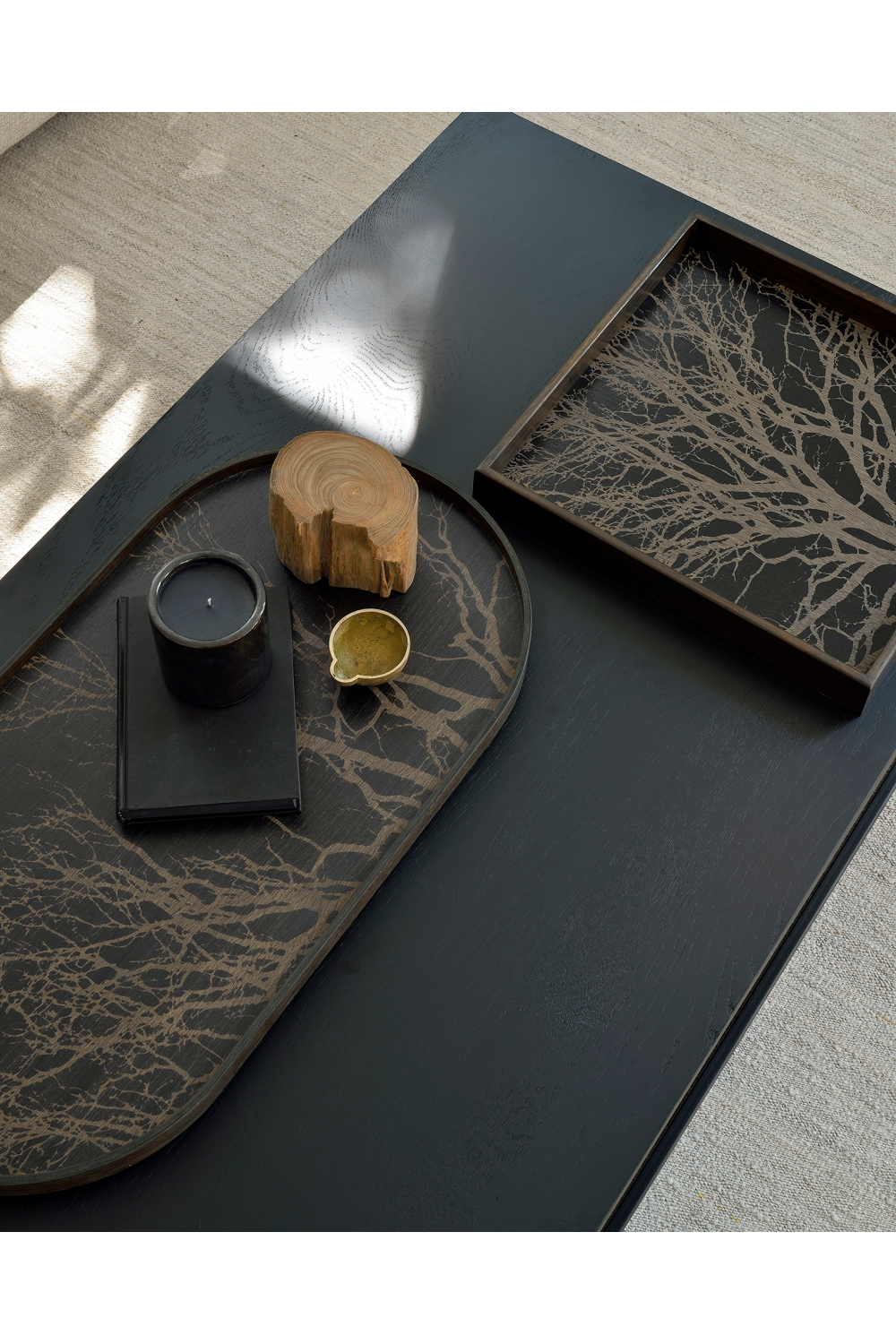 Square Hand-Painted Wooden Tray | Ethnicraft Black Tree