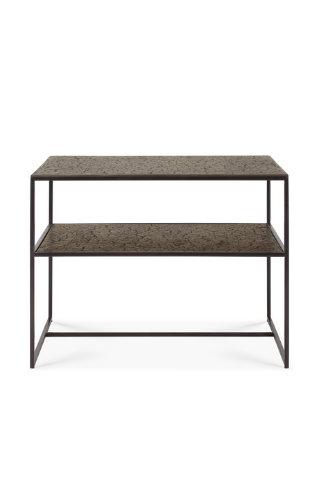 Metallic Side Table With Undershelf | Ethnicraft Pentagon │ Oroa.com