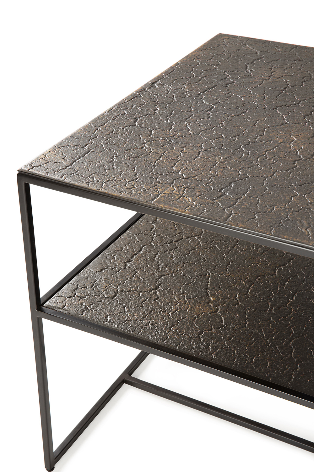 Metallic Side Table With Undershelf | Ethnicraft Pentagon │ Oroa.com