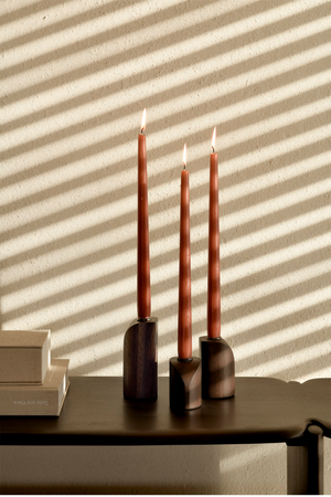 Brown Mahogany Candle Holders (3) | Ethnicraft PI | Oroa.com