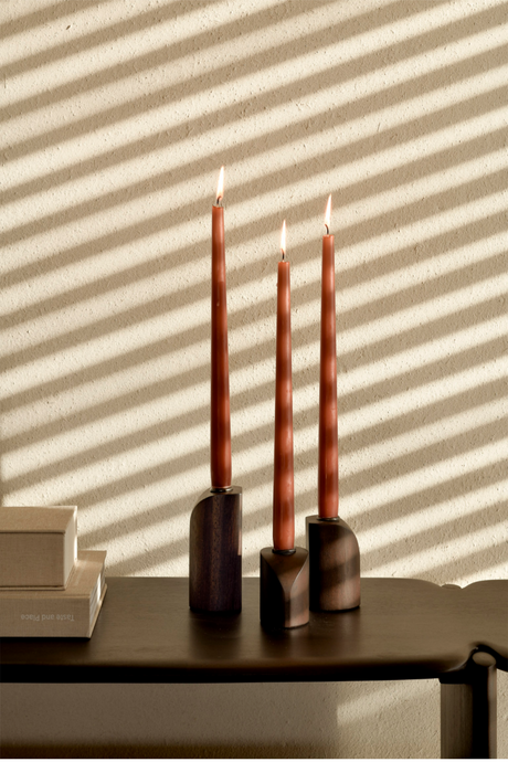   Brown Mahogany Candle Holders (3) | Oroa.com
