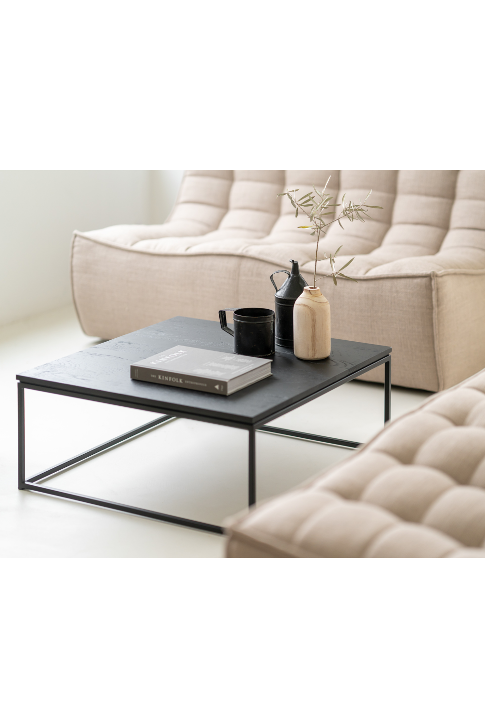 Black Metal Frame Coffee Table | Ethnicraft Thin | OROA.COM