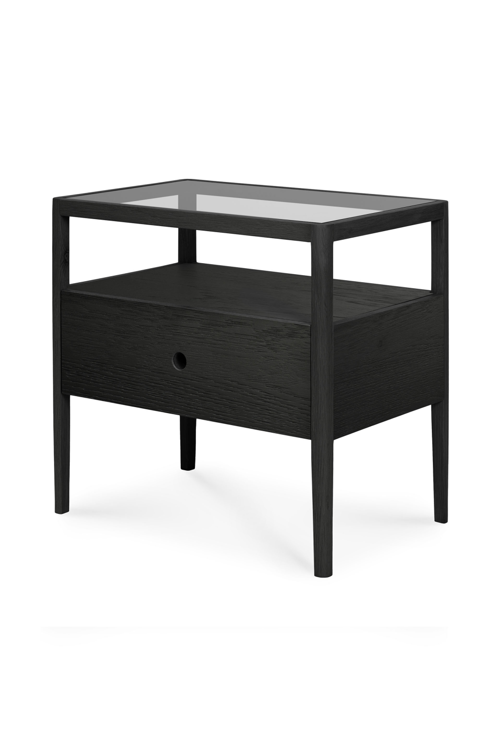 Glass Top Black Oak Nightstand | Ethnicraft Spindle | Oroa.com