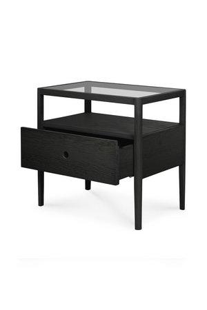 Glass Top Black Oak Nightstand | Ethnicraft Spindle | Oroa.com