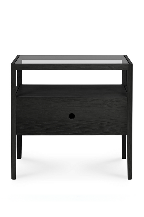 Glass Top Black Oak Nightstand | Ethnicraft Spindle | Oroa.com