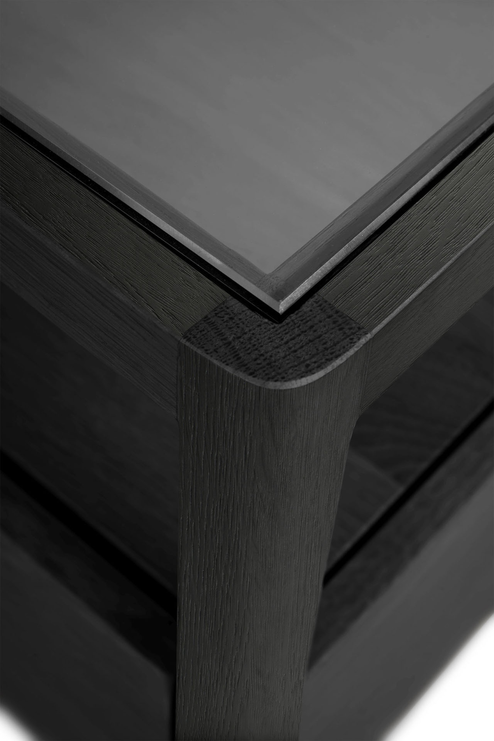 Glass Top Black Oak Nightstand | Ethnicraft Spindle | Oroa.com