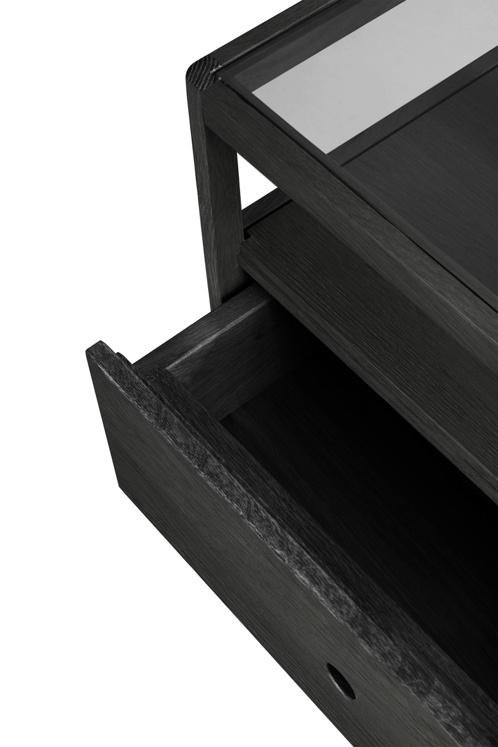 Glass Top Black Oak Nightstand | Ethnicraft Spindle | Oroa.com