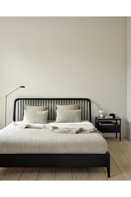   Glass Top Black Oak Nightstand | Oroa.com