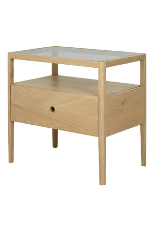 Glass Top Oak Nightstand | Ethnicraft Spindle | Oroa.com