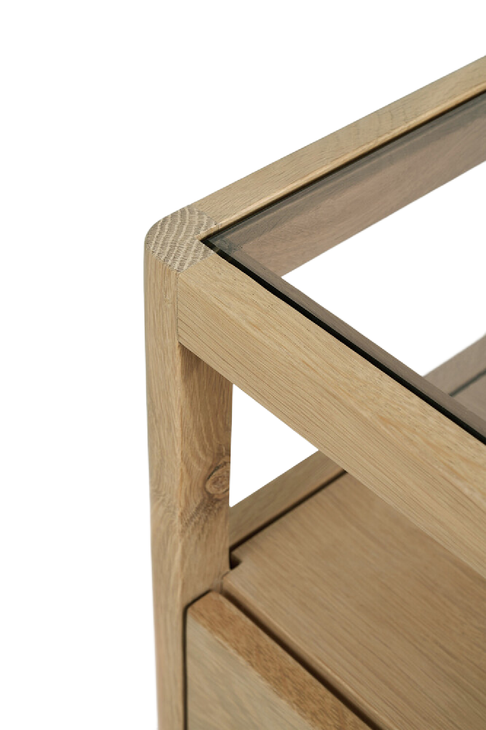 Glass Top Oak Nightstand | Ethnicraft Spindle | Oroa.com