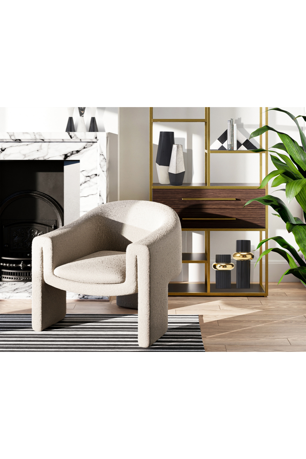 Taupe Bouclé Draped Occasional Chair | Liang & Eimil Iconic | Oroa.com