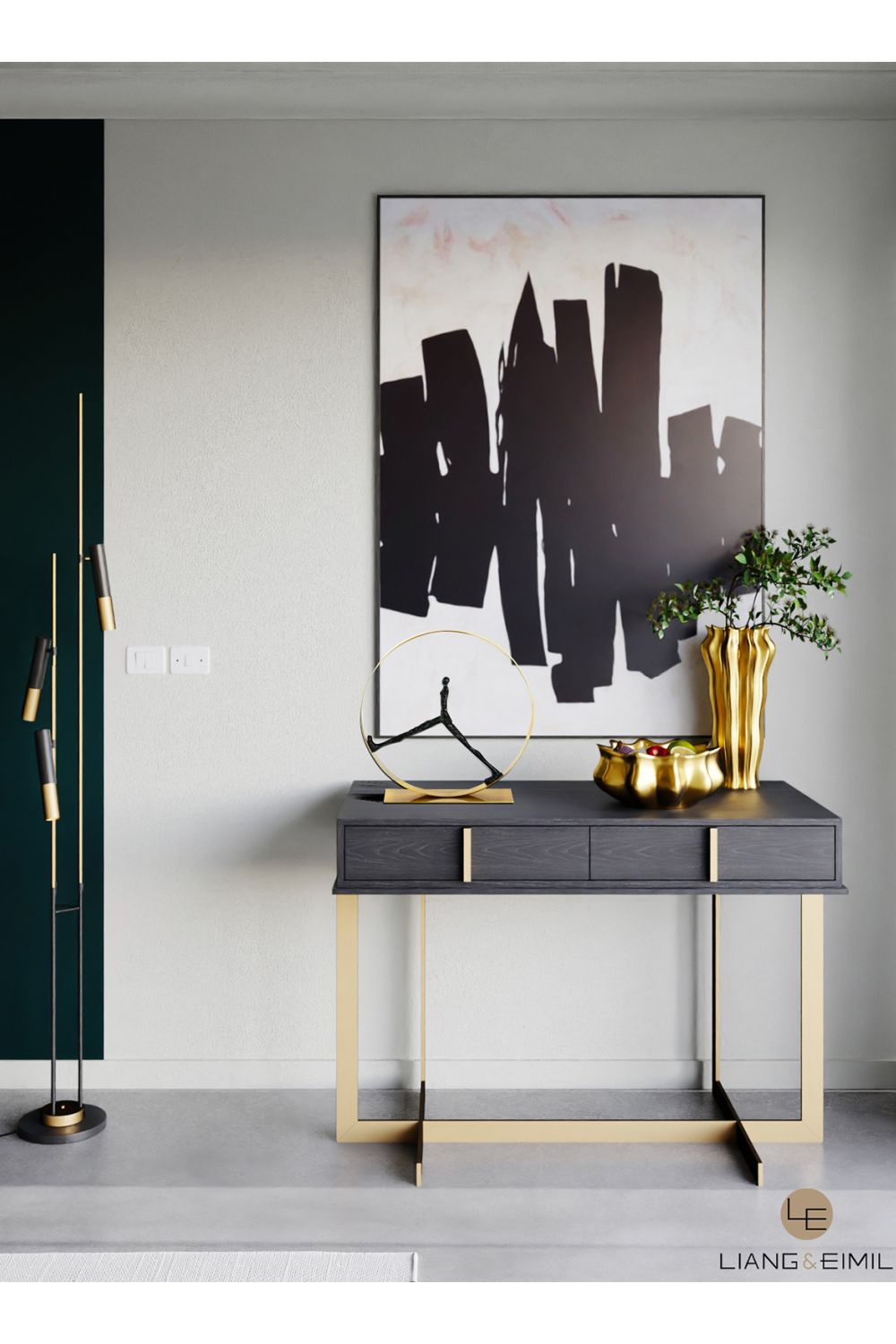 Black Ash Brass Base Dressing Table | Liang & Eimil Archivolto | OROA.com