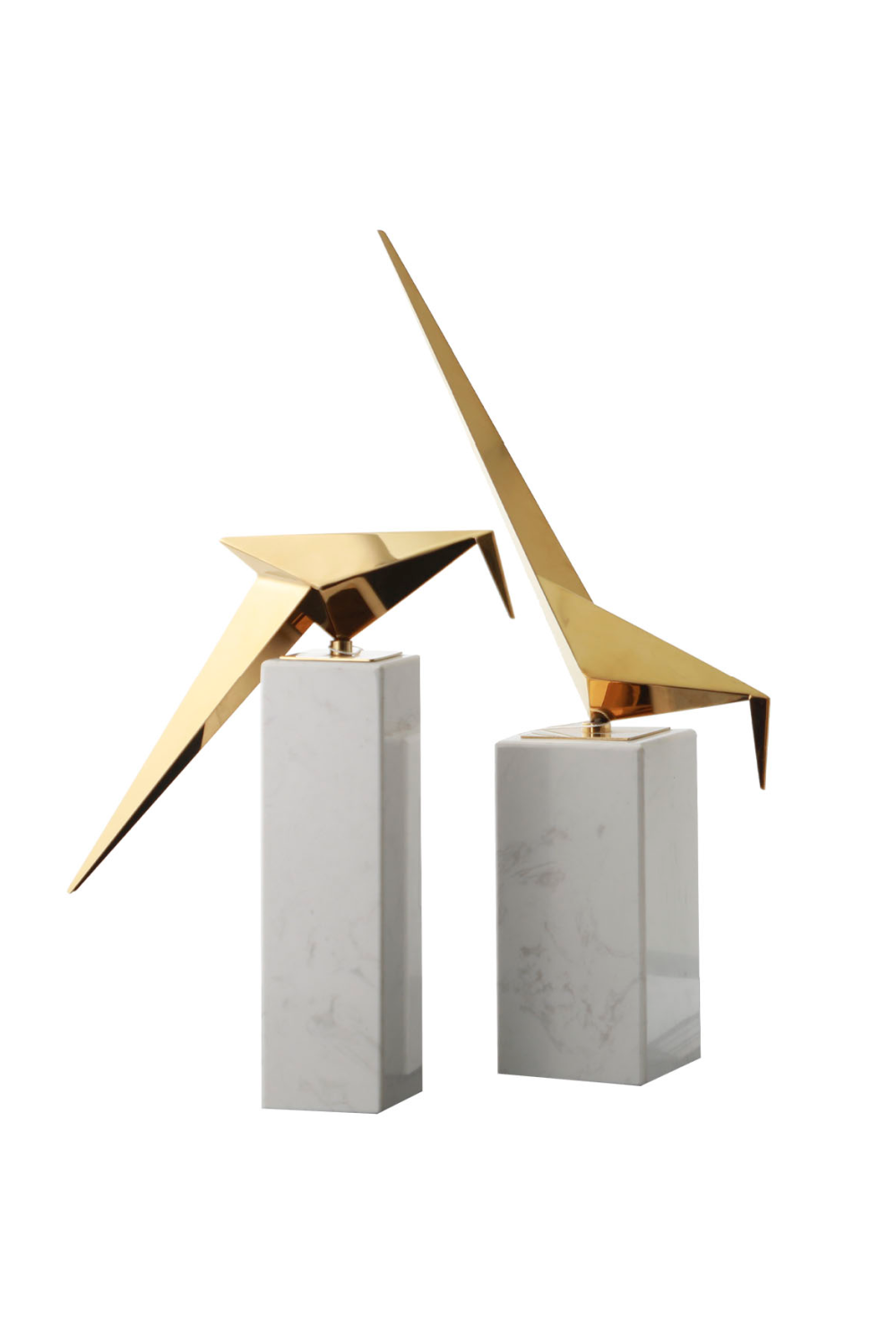 White Marble Brass Bird Sculpture (L) | Liang & Eimil Alma | OROA.com