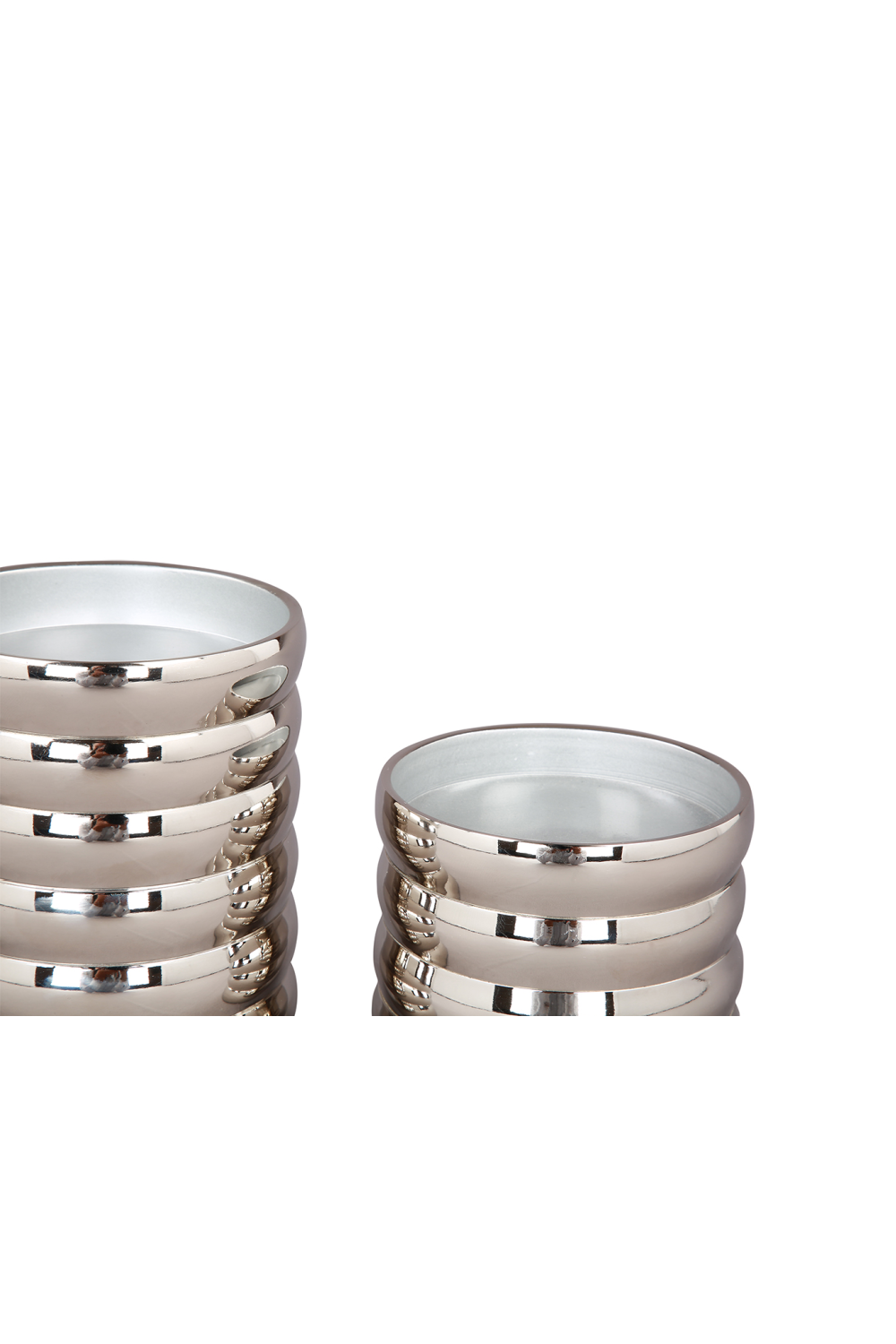 Silver Ribbed Candle Holder (L) | Liang & Eimil Pillar | Oroa.com