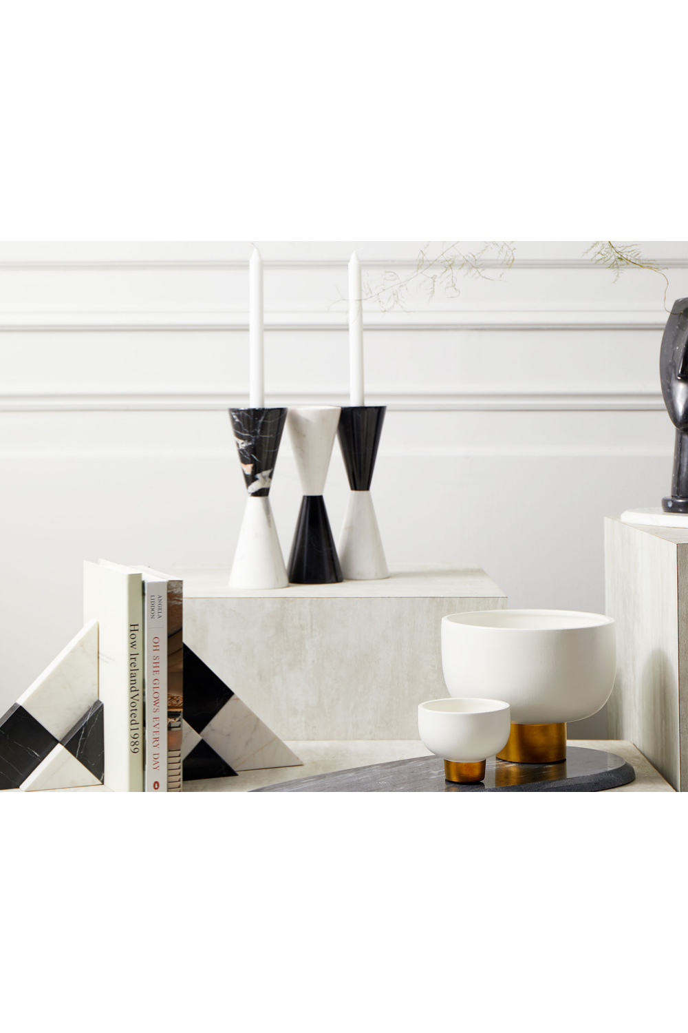 Black & White Marble Sculpture Candle Holder | Liang & Eimil Bond | Oroa.com