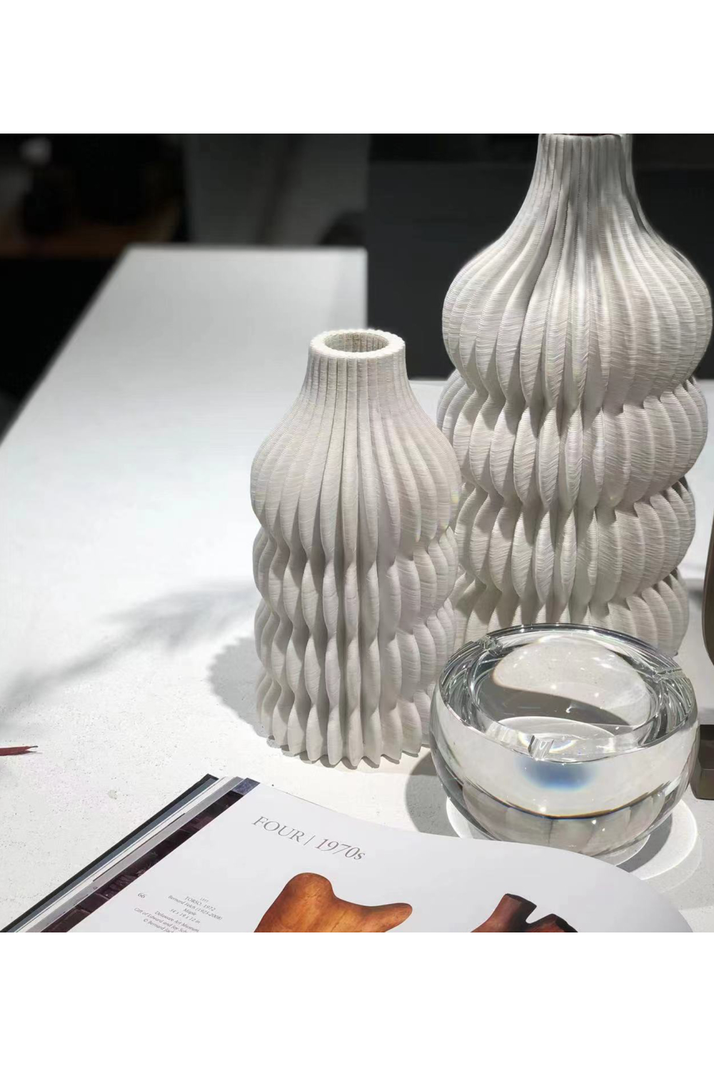 White Ceramic Fluted Vase | Liang & Eimil Iverna | Oroa.com