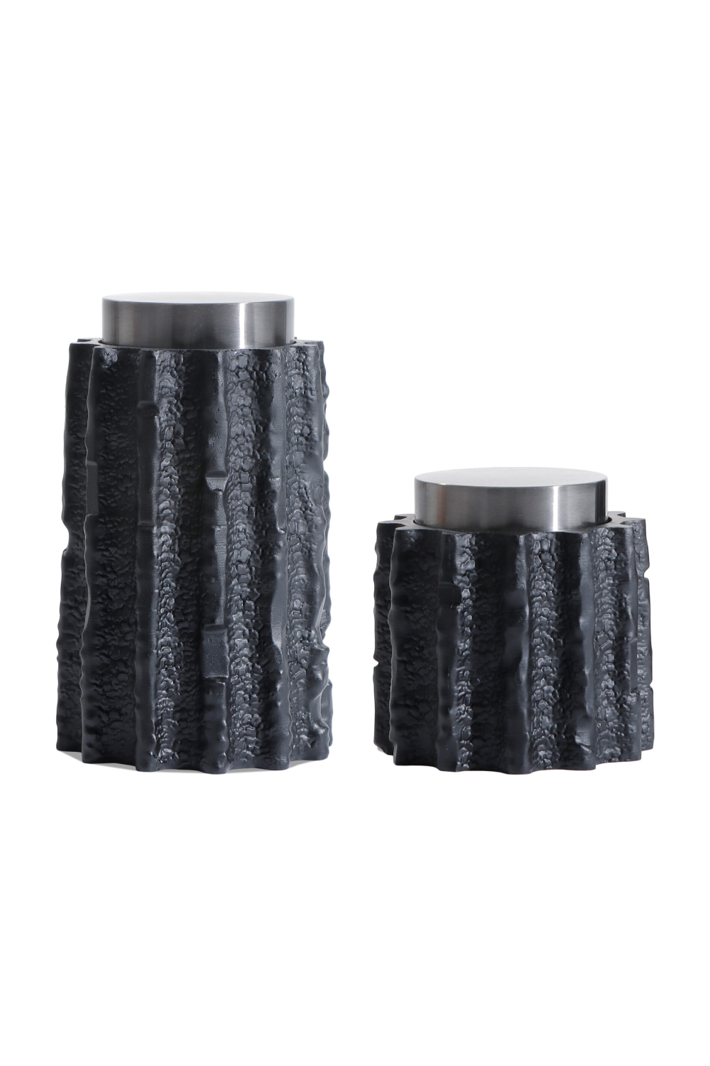 Black Textured Tube Jar | Liang & Eimil Meteorite | Oroa.com