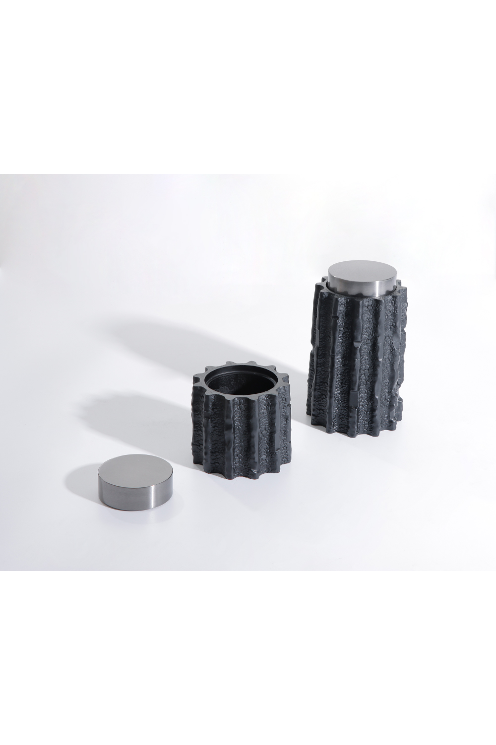 Black Textured Tube Jar | Liang & Eimil Meteorite | Oroa.com