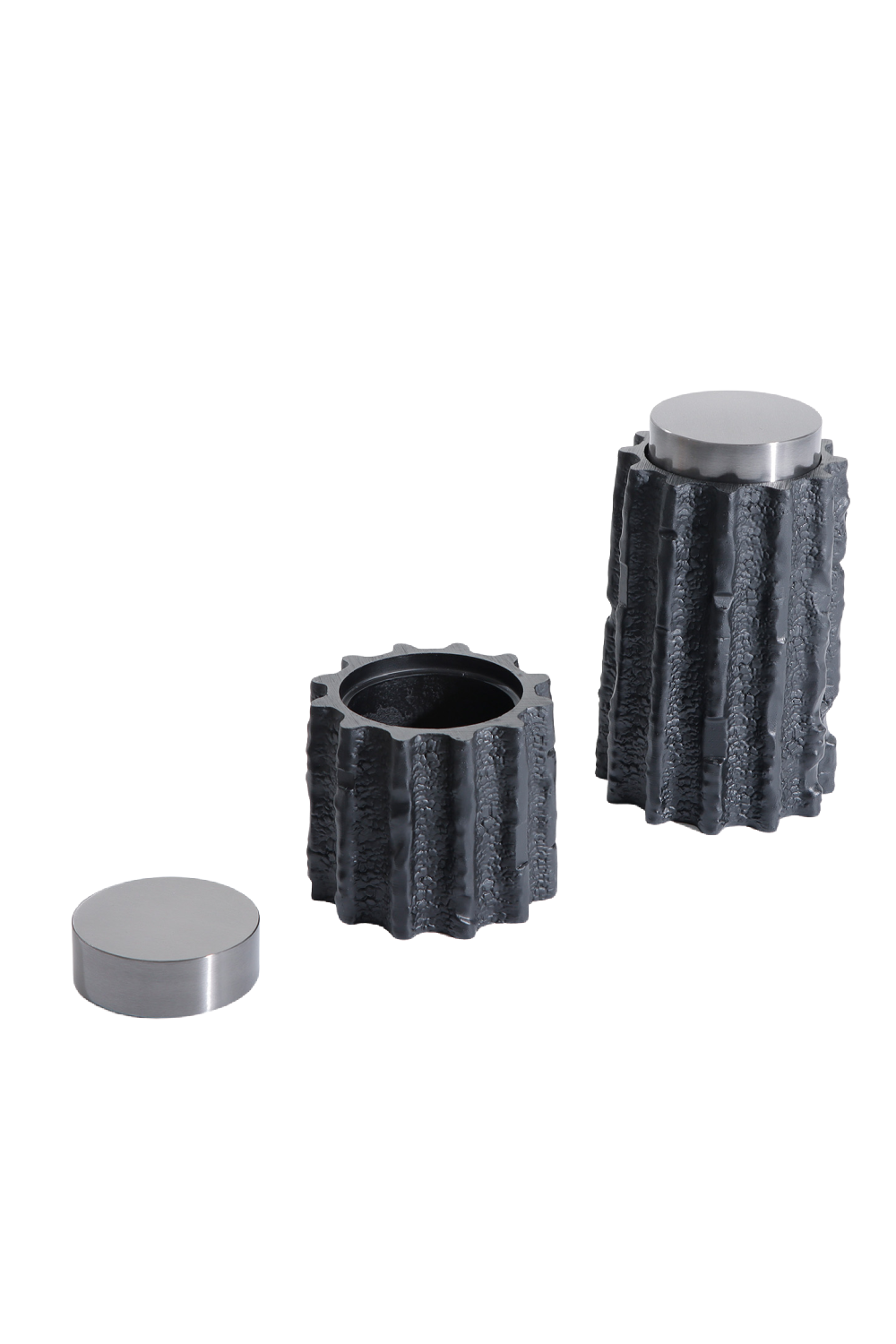 Black Textured Tube Jar | Liang & Eimil Meteorite | Oroa.com