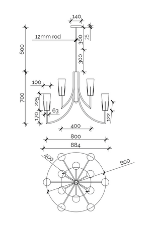 White Conical Glass Chandelier | Liang & Eimil Magestic  | Oroa.com