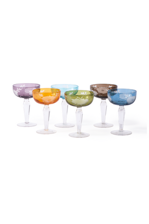 Sandblasted Multi-Colored Coupe Glass | Pols Potten Peony | Oroa.com