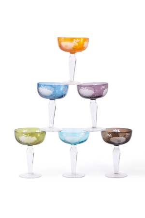 Sandblasted Multi-Colored Coupe Glass | Pols Potten Peony | Oroa.com