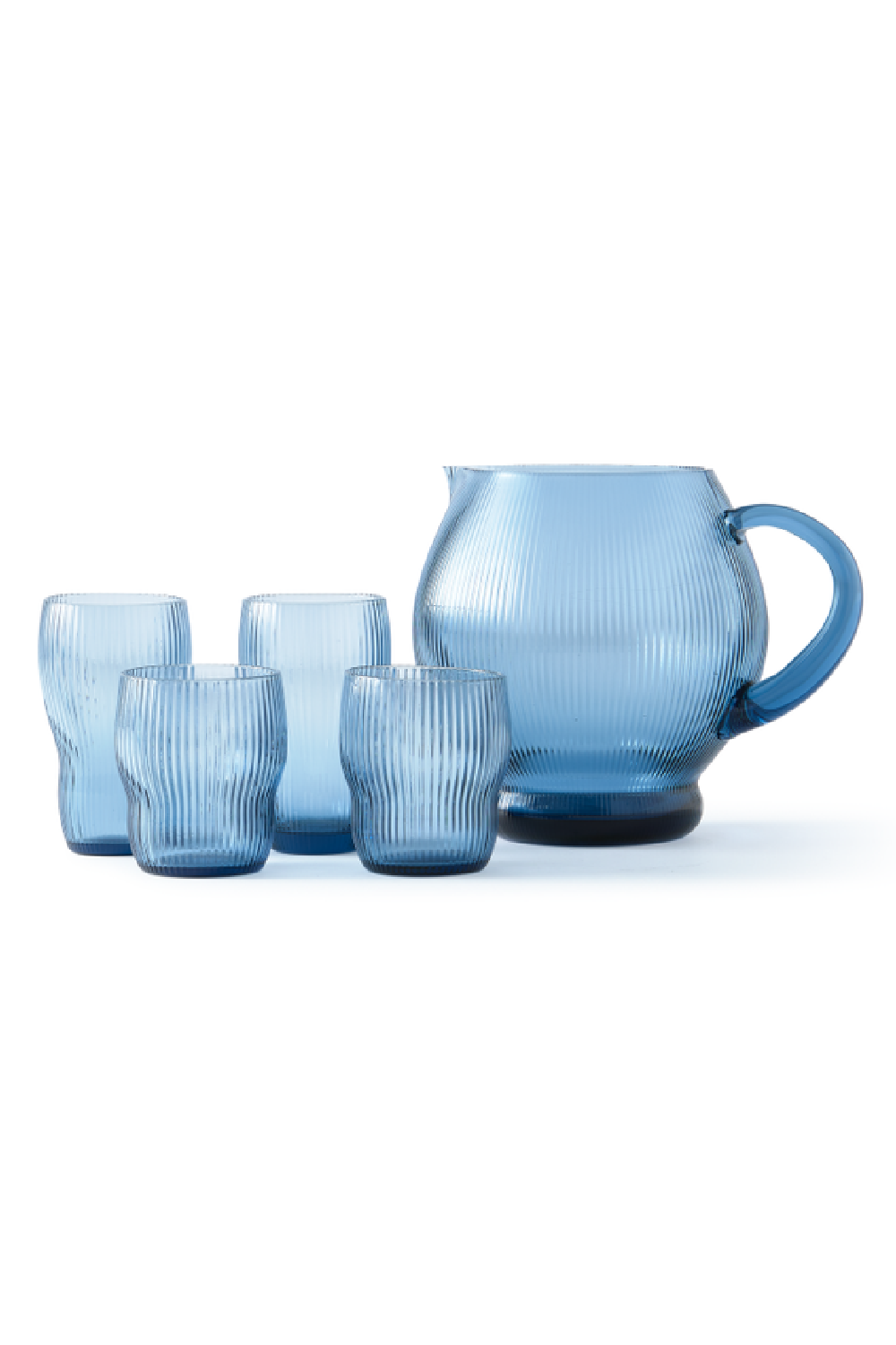 Blue Ridged Glass Pitcher | Pols Potten Pum | Oroa.com