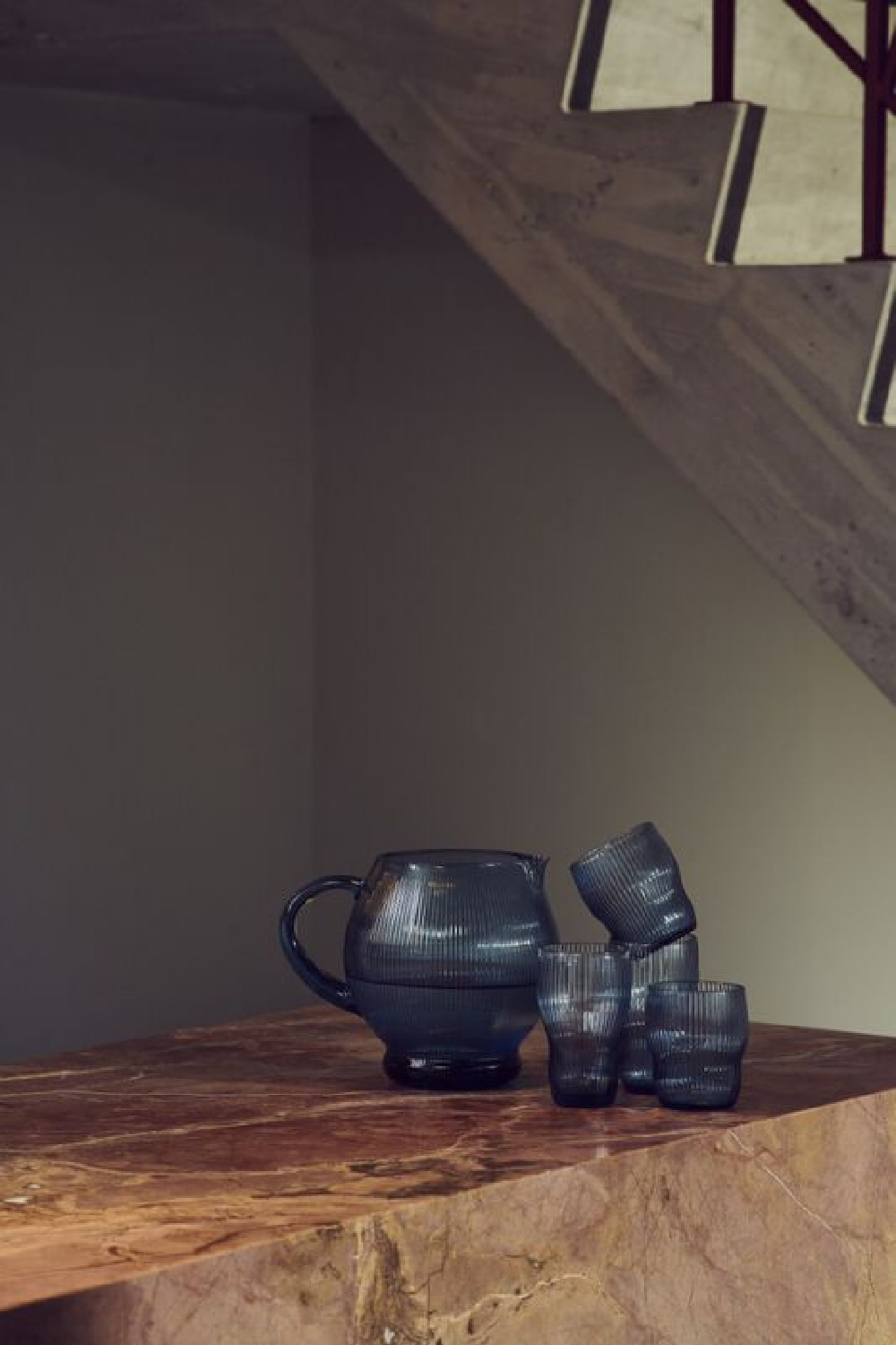 Blue Ridged Glass Pitcher | Pols Potten Pum | Oroa.com