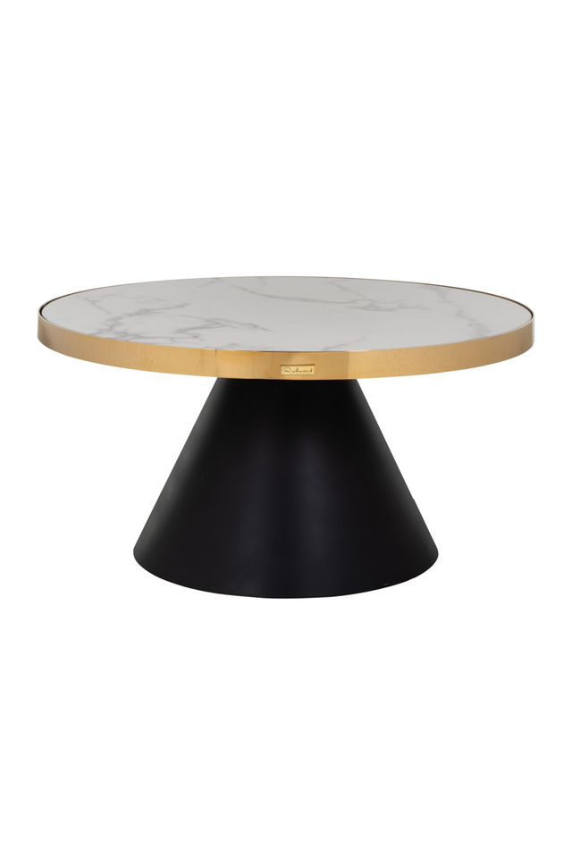 Gold Framed Marble Pedestal Coffee Table | Richmond Interiors Odin | OROA.com