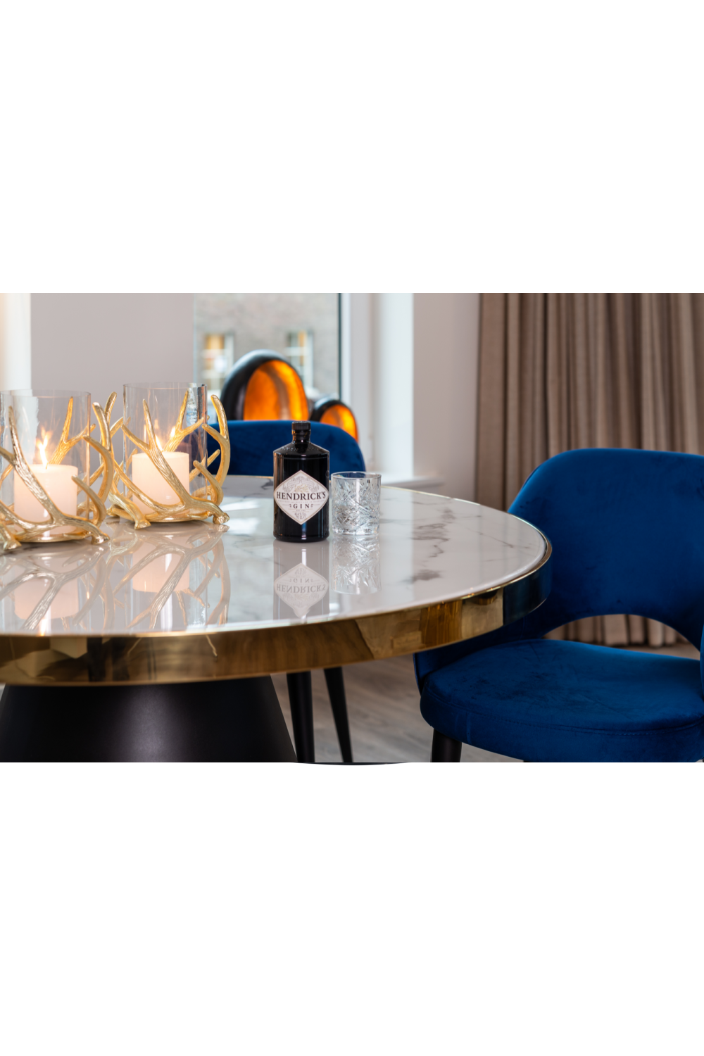 Gold Framed Marble Pedestal Dining Table | OROA Odin | OROA.com