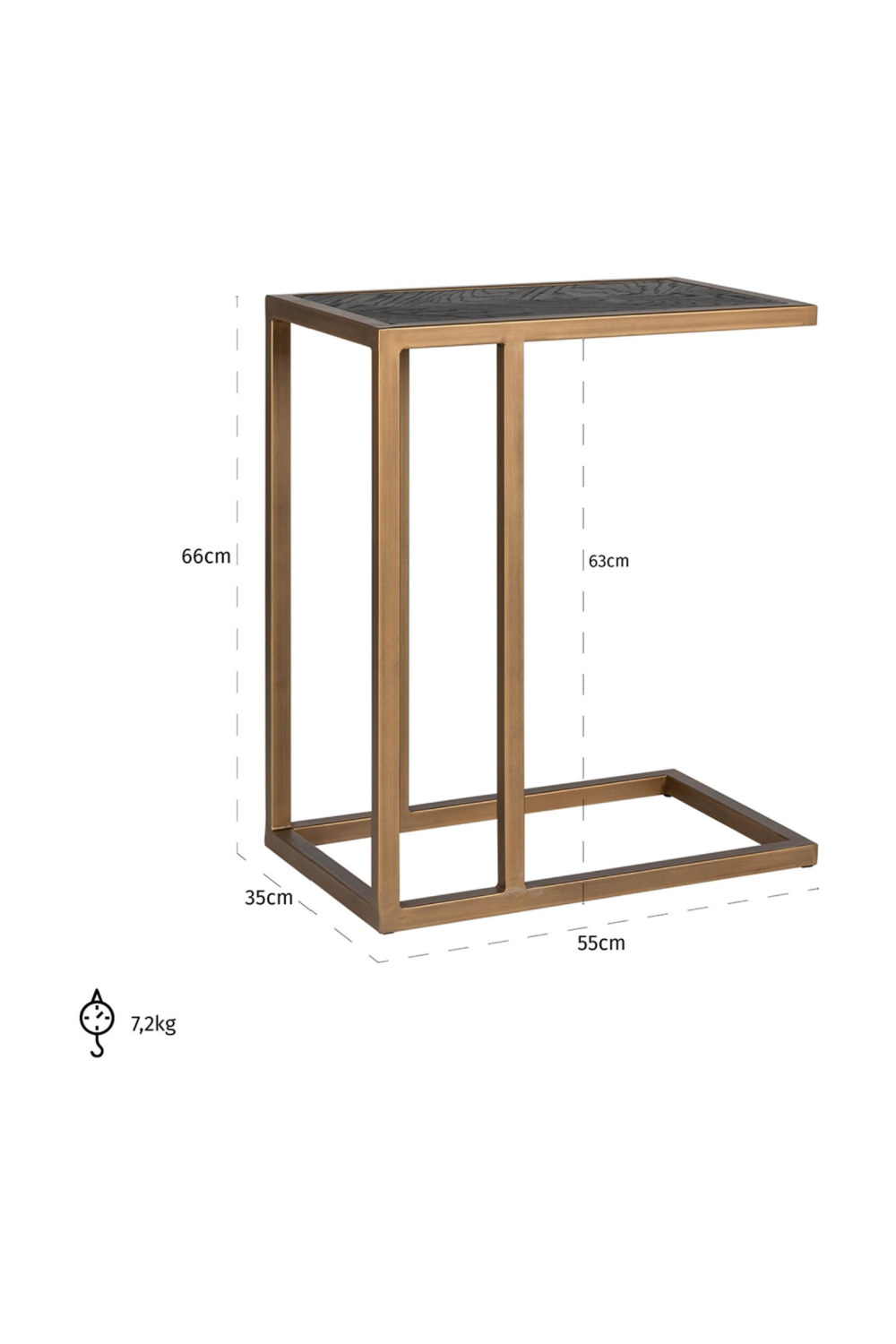 Brass Framed Oak Sofa Table | OROA Blackbone | Oroa.com