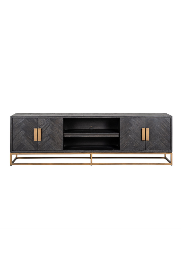 Brass Framed Oak TV Unit | Richmond Interiors Blackbone | Oroa.com
