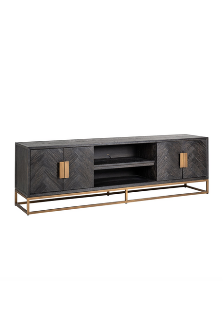 Brass Framed Oak TV Unit | Richmond Interiors Blackbone | Oroa.com