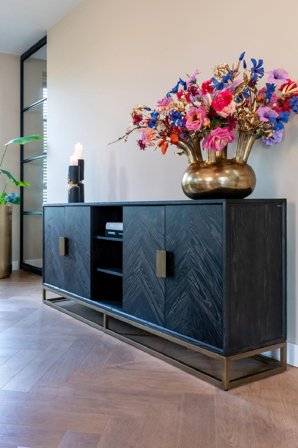 Brass Accent Oak Sideboard | OROA Blackbone | Oroa.com