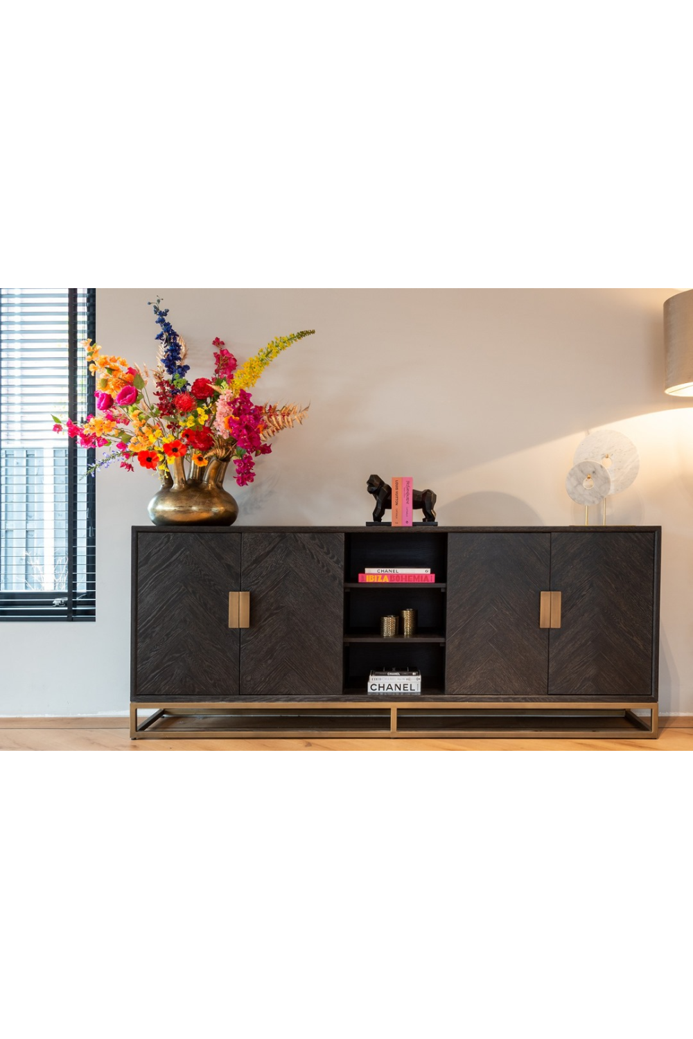 Brass Accent Oak Sideboard | Richmond Interiors Blackbone | Oroa.com
