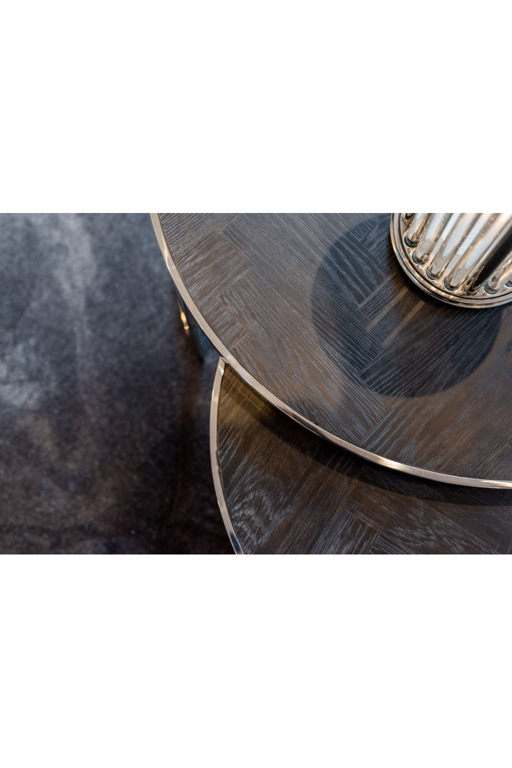 Round Silver Nesting Coffee Table | OROA Blackbone | OROA