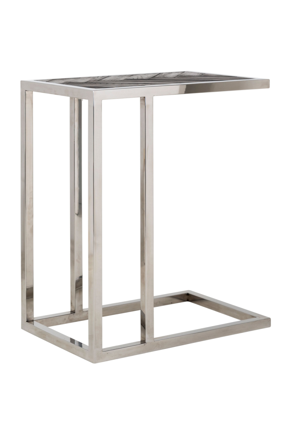 Silver Framed Wooden Side Table | OROA Blackbone