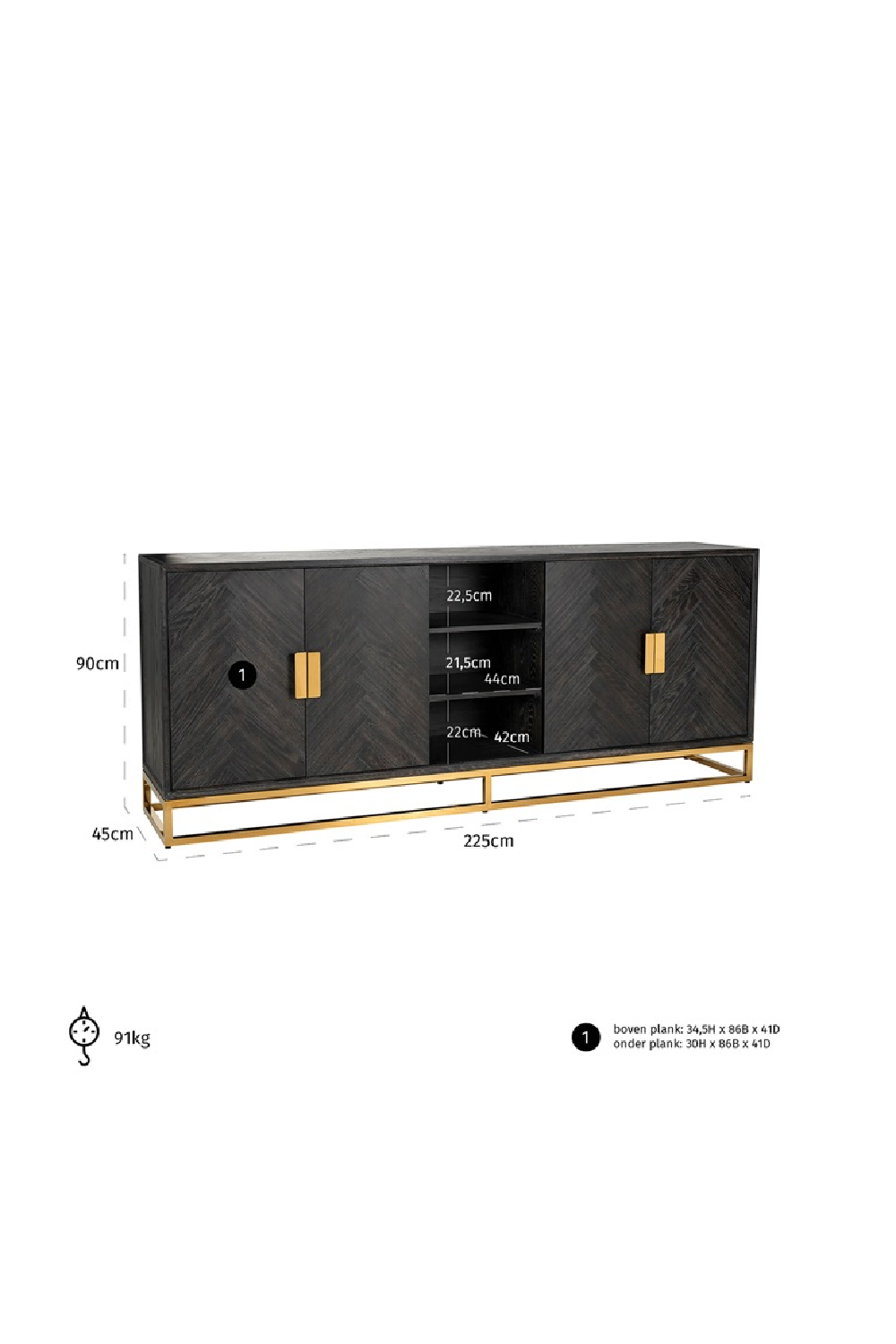 Herringbone Oak Modern Sideboard | Richmond Interiors Blackbone | Oroa.com