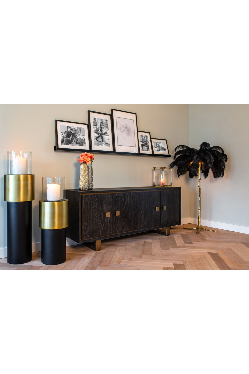 Black Oak Gold Accent Sideboard | OROA Hunter | OROA.com