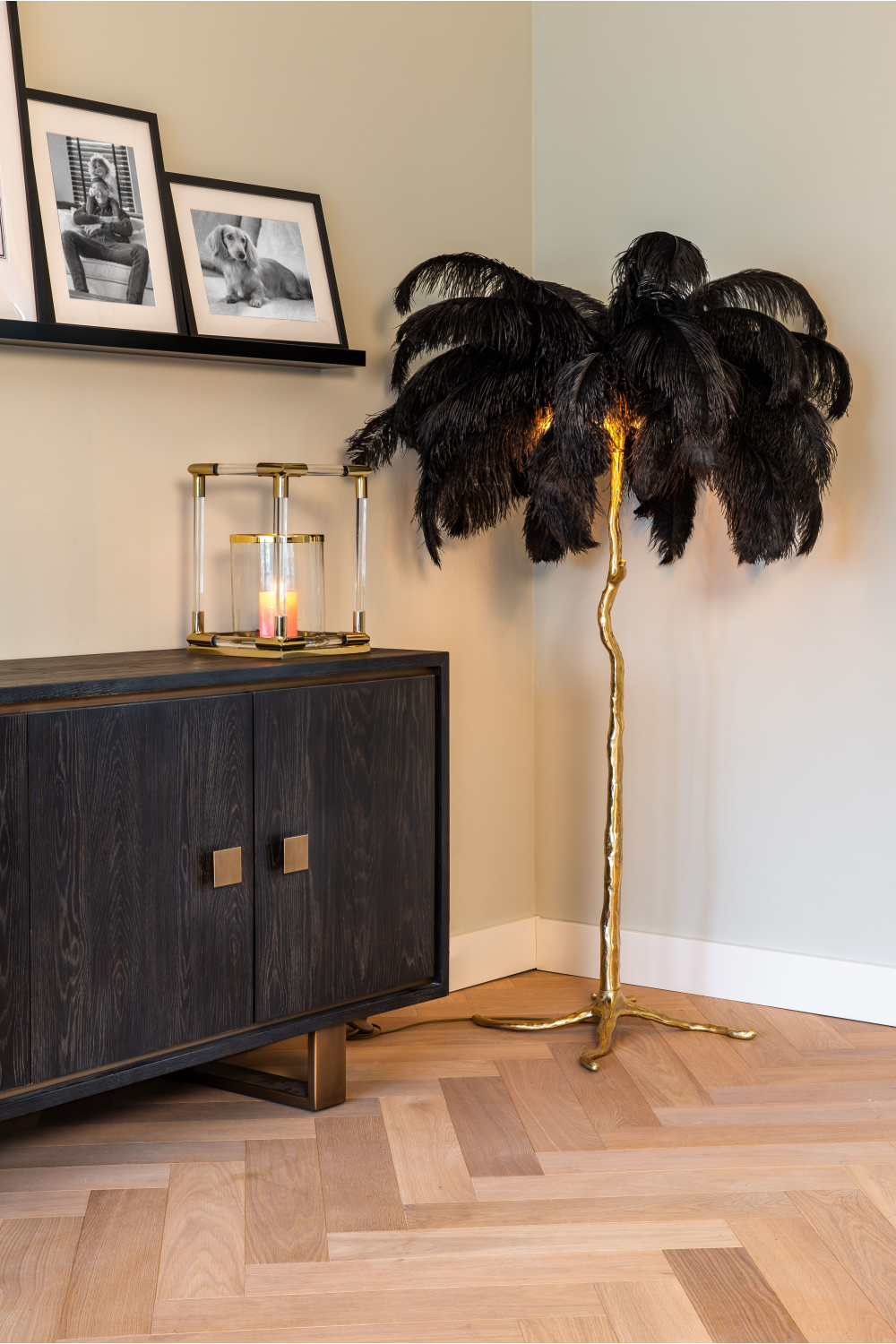 Black Oak Gold Accent Sideboard | OROA Hunter | OROA.com