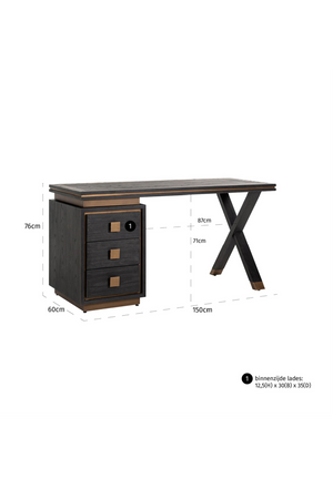 Wooden Desk With 3 Drawers | Richmond Interiors Hunter | Oroa.com
