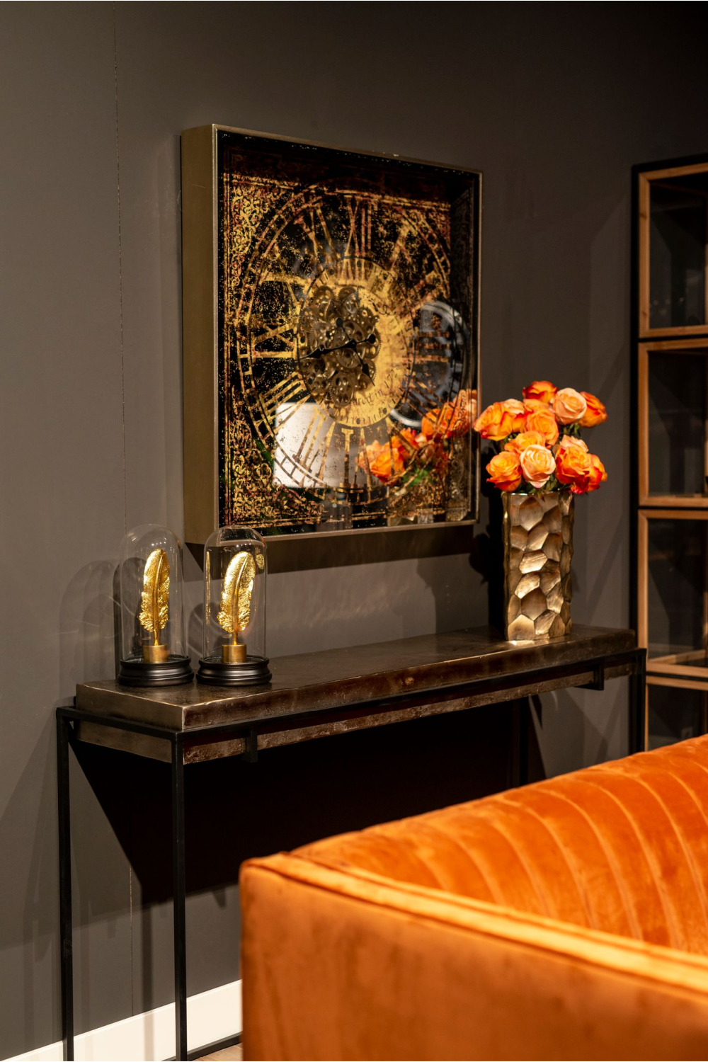 Champagne Gold Aluminum Console Table | Richmond Interiors Calloway | Oroa.com