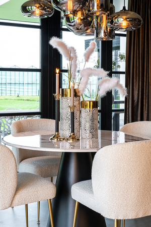 Round White Marble Pedestal Dining Table | Richmond Interiors Degas | OROA.com