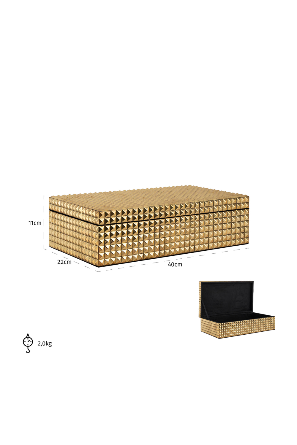 Gold Studded Jewellery Box | Richmond Interiors Blaze | Oroa.com