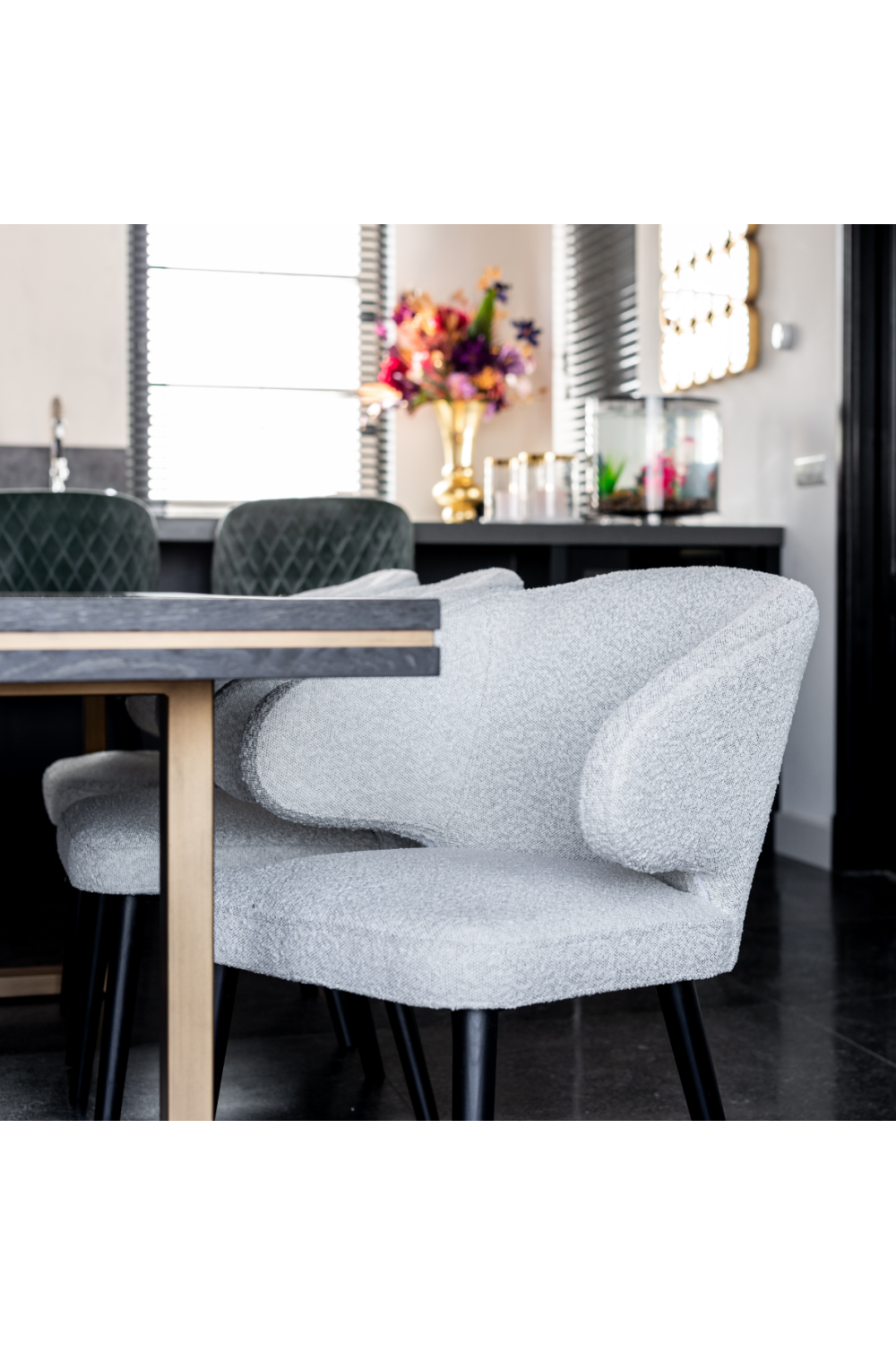 White Bouclé Modern Dining Chair | Richmond Interiors Indigo | OROA