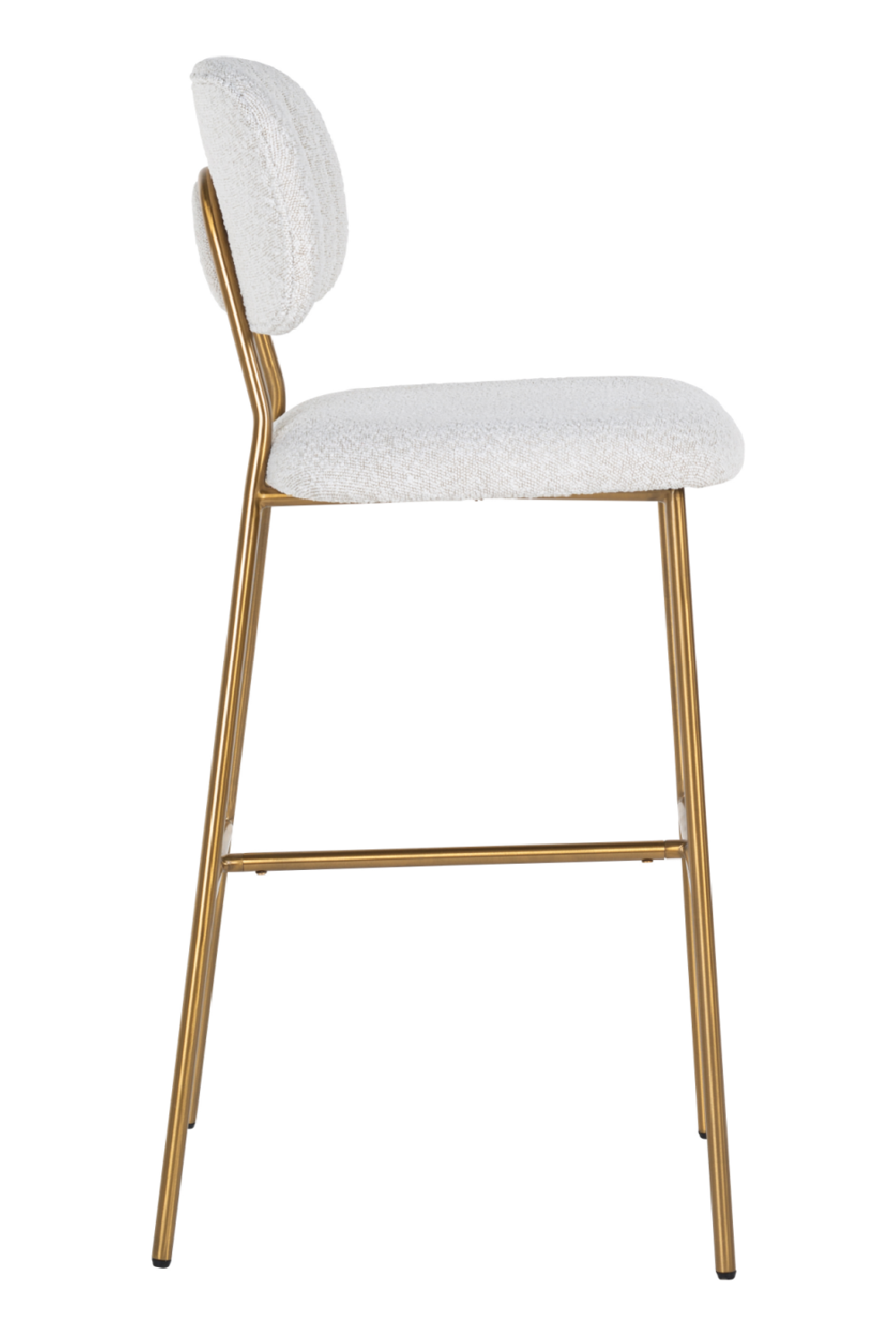 White Bouclé Gold Framed Bar Stool | OROA Xenia | OROA.com