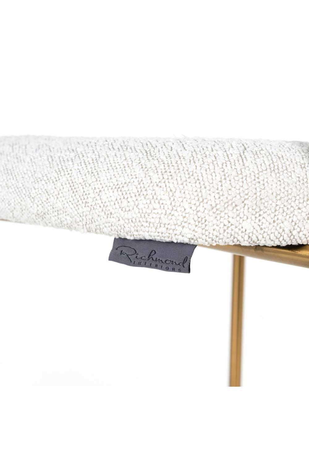 White Bouclé Gold Framed Bar Stool | OROA Xenia | OROA.com