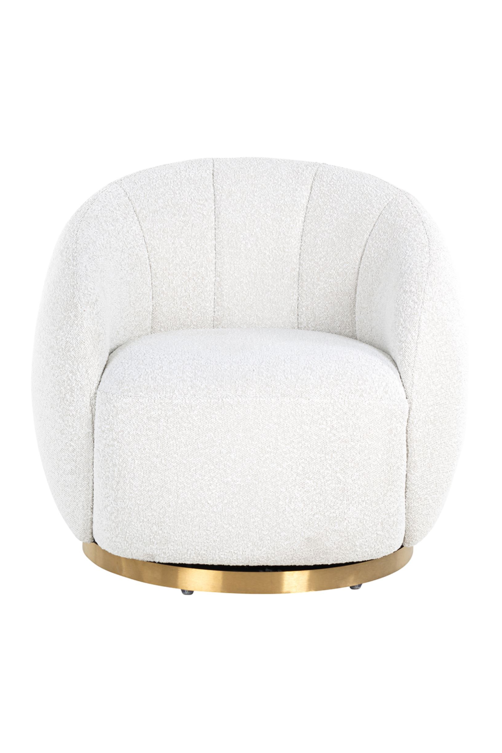 White Bouclé Gold Swivel Chair | OROA Jago | OROA