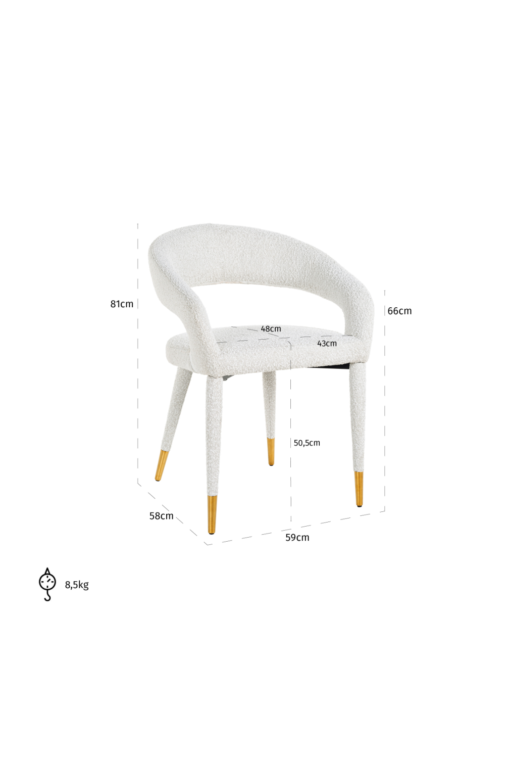 White Bouclé Urban Modern Armchair | OROA Gia | OROA.com